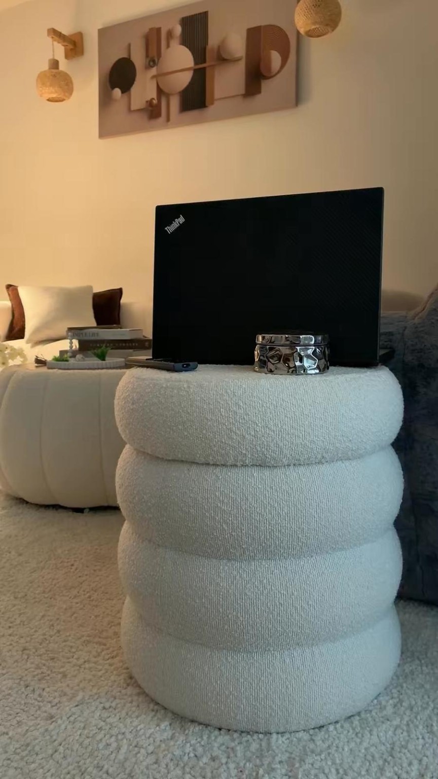 Textured Round Side Table