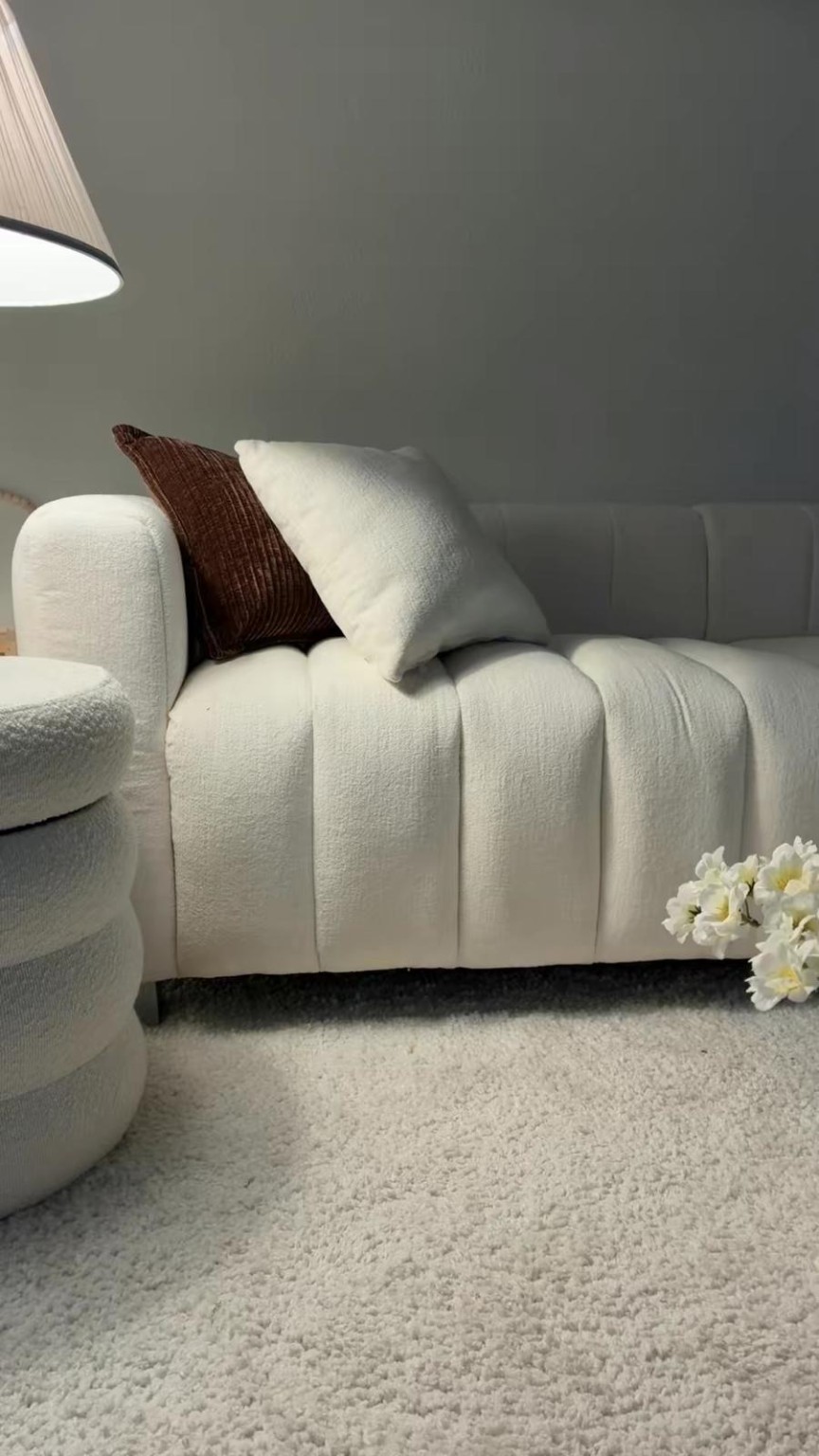 Cream Bouclé Sofa